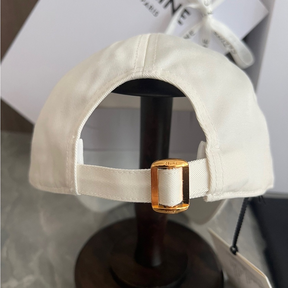 Celine Triomphe unisex Adjustable Baseball Cap Hat in white - Picture 4 of 7